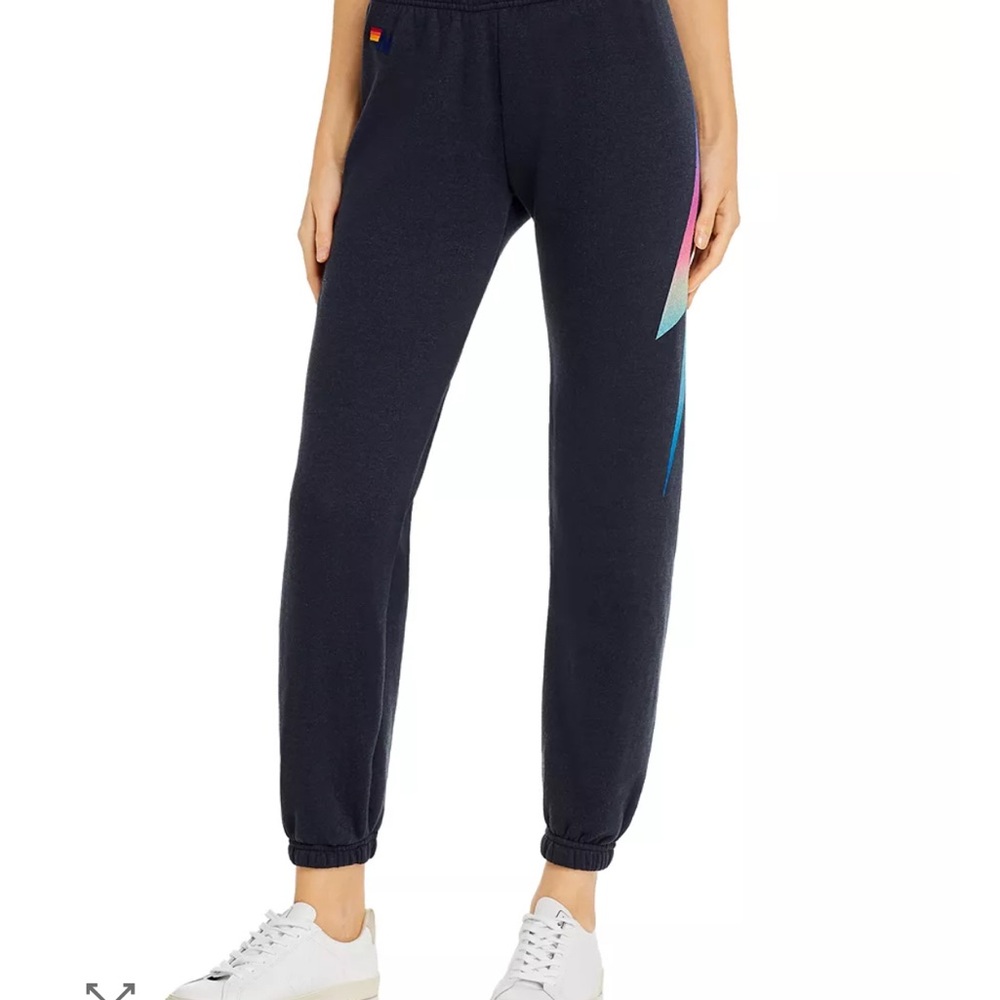 AVIATOR NATION LIGHTNING BOLT SWEATPANT GREY/RAINBOW SMALL - Picture 2 of 3